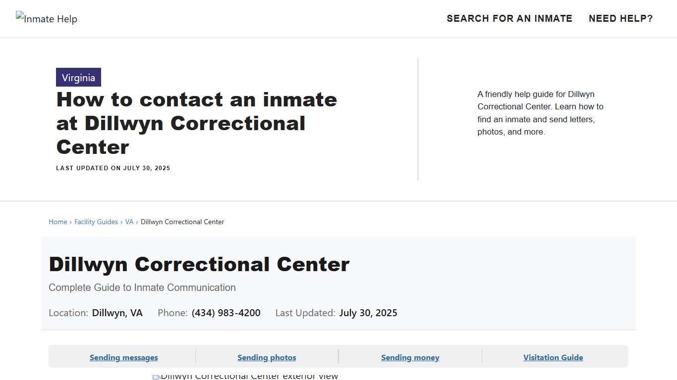 How to contact an inmate at Dillwyn Correctional Center - Inmate Help