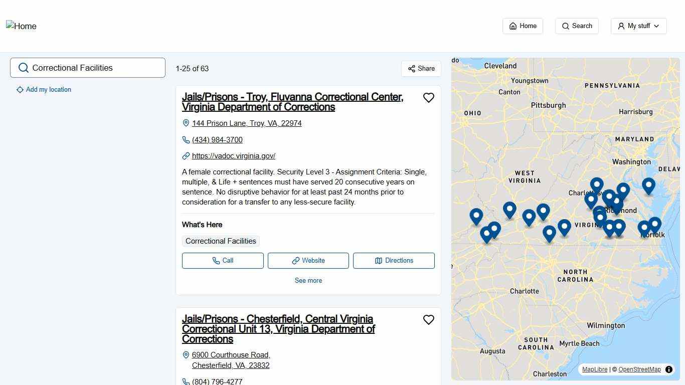 Correctional Facilities - 63 results